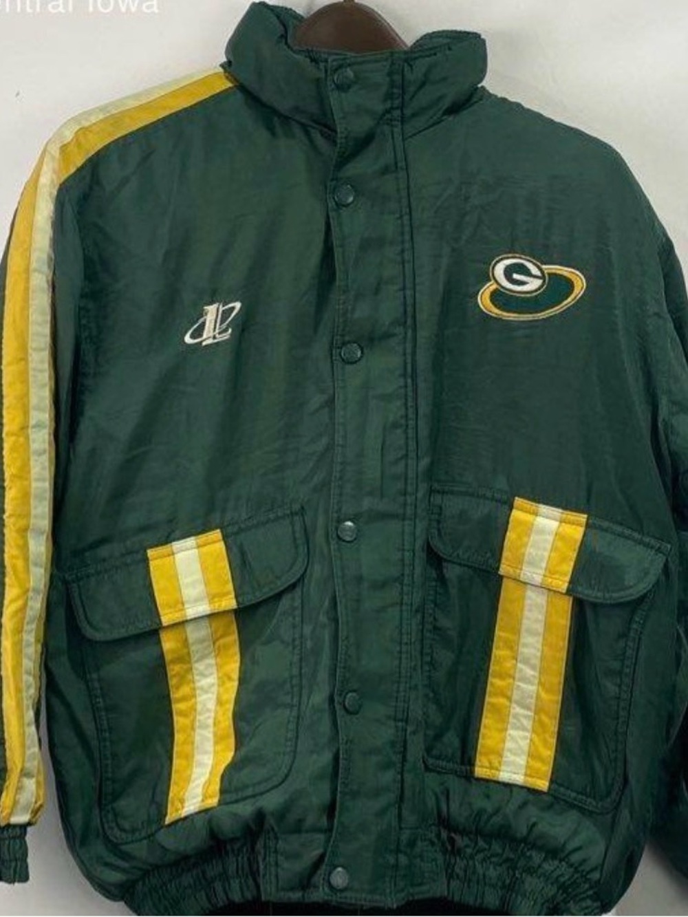 Vintage Green Bay Packers Logo Athletic Puffer Jacket